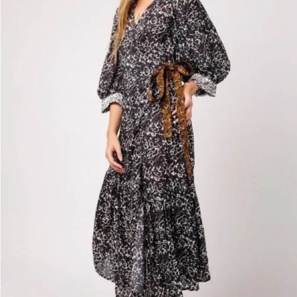 Apiece Apart Black and White Floral Midi Dress - Picture 2 of 7